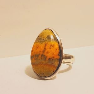 Bumble Bee Jasper Ring sz. 9.5 Sterling Silver 925